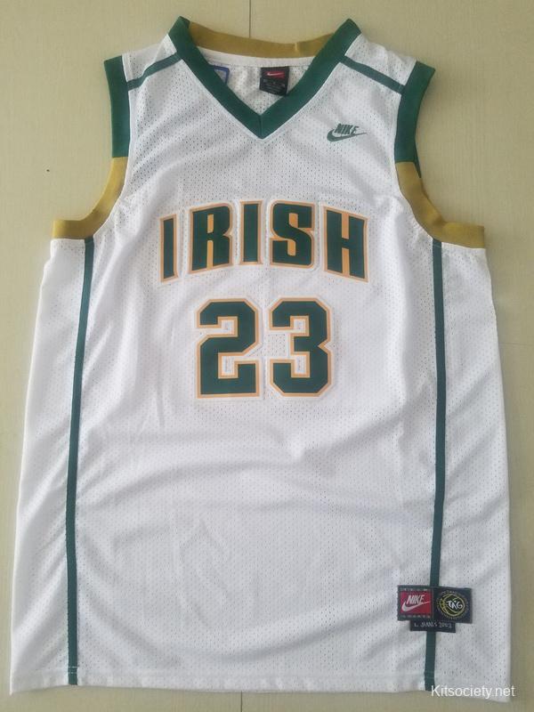 LeBron James 23 Irish High School White Basketball Jersey - Kitsociety
