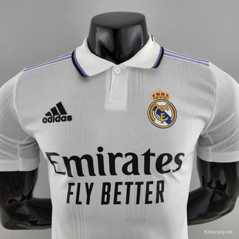 Player Version 22/23 Long Sleeve Real Madrid Home Soccer Jersey - Kitsociety