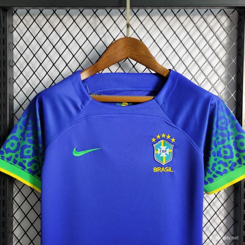 2022 Brazil Away Kids Size 16-28 Soccer Jersey - Kitsociety