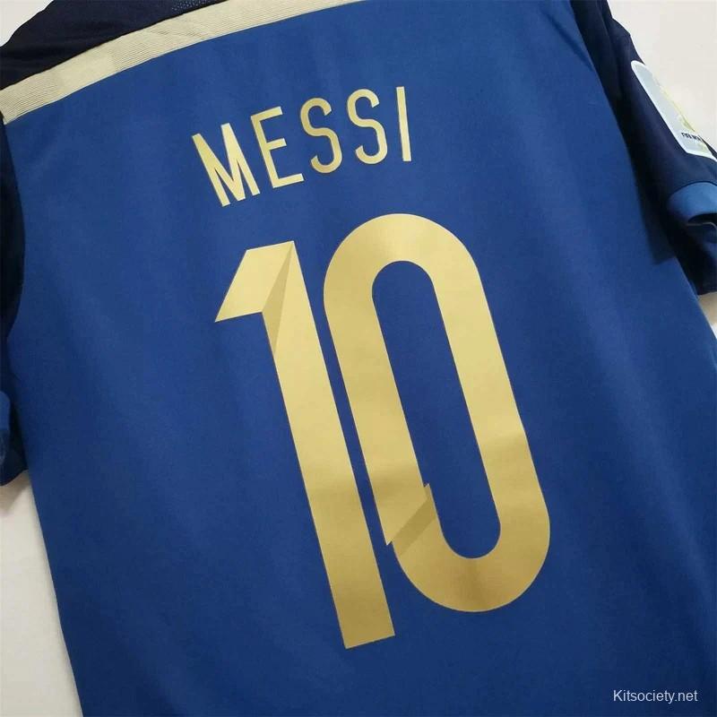 Messi Argentina 2014 WORLD CUP FINAL Away Soccer Jersey Shirt L
