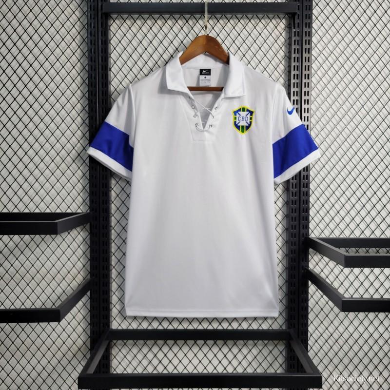 2004 Brazil Away White Retro Soccer Jersey