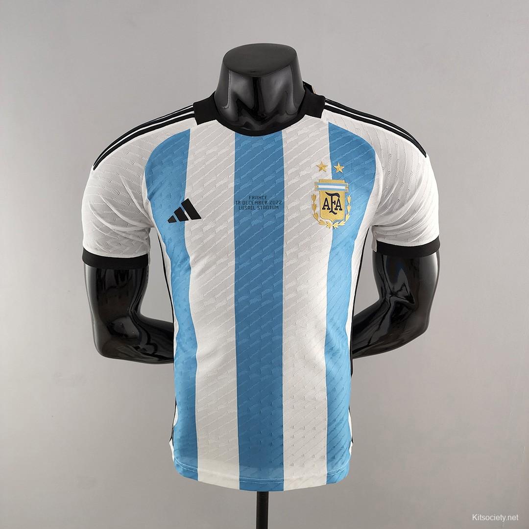 Adidas Argentina Authentic Lionel Messi Home Jersey w/ World Cup Champion Patch 23/24 (Light Blue/White) Size XL