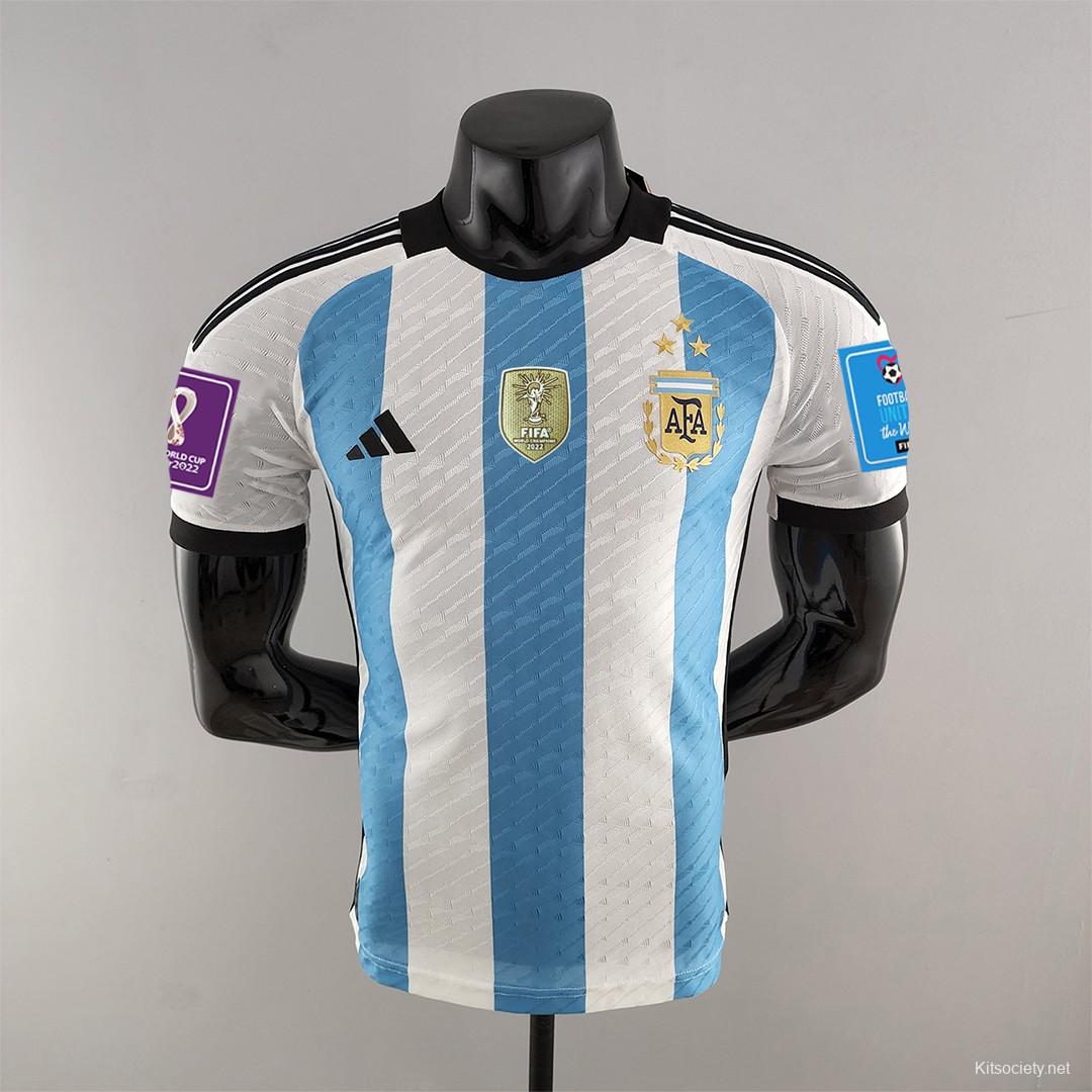 Argentina World Cup Champions Three Stars Home Jersey Player