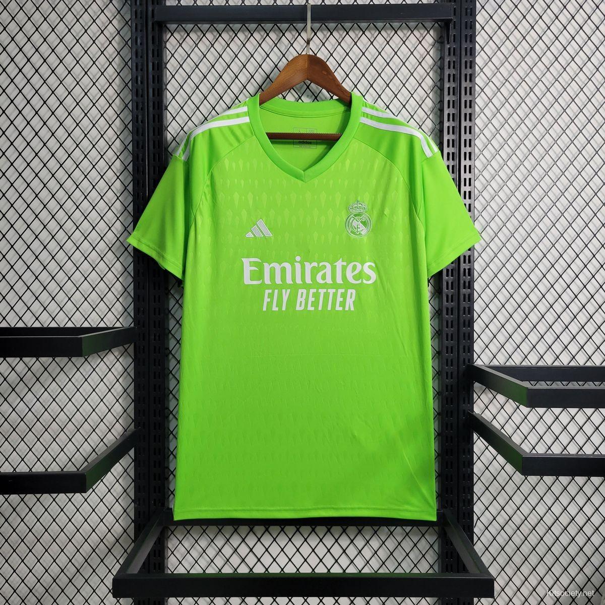 adidas Real Madrid 23/24 Junior Goalkeeper Short Sleeve T-Shirt Home Set  Green
